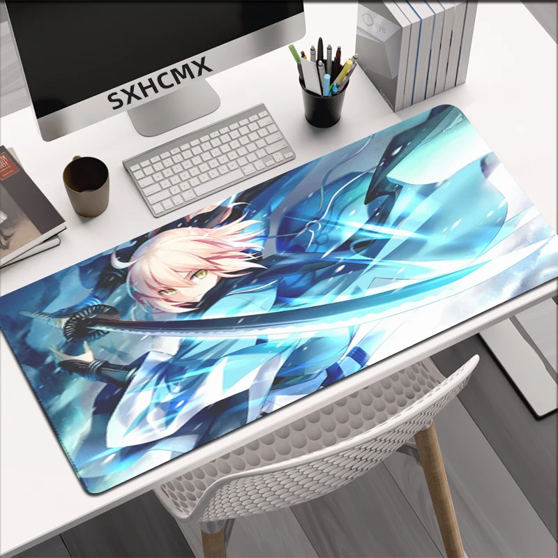 FateGrand Order Okita Souji XXL Keyboard PC Rubber Mice Mat Anime Table Mat HD Print Lock Edge Mousepad Desktop Decorative Mat