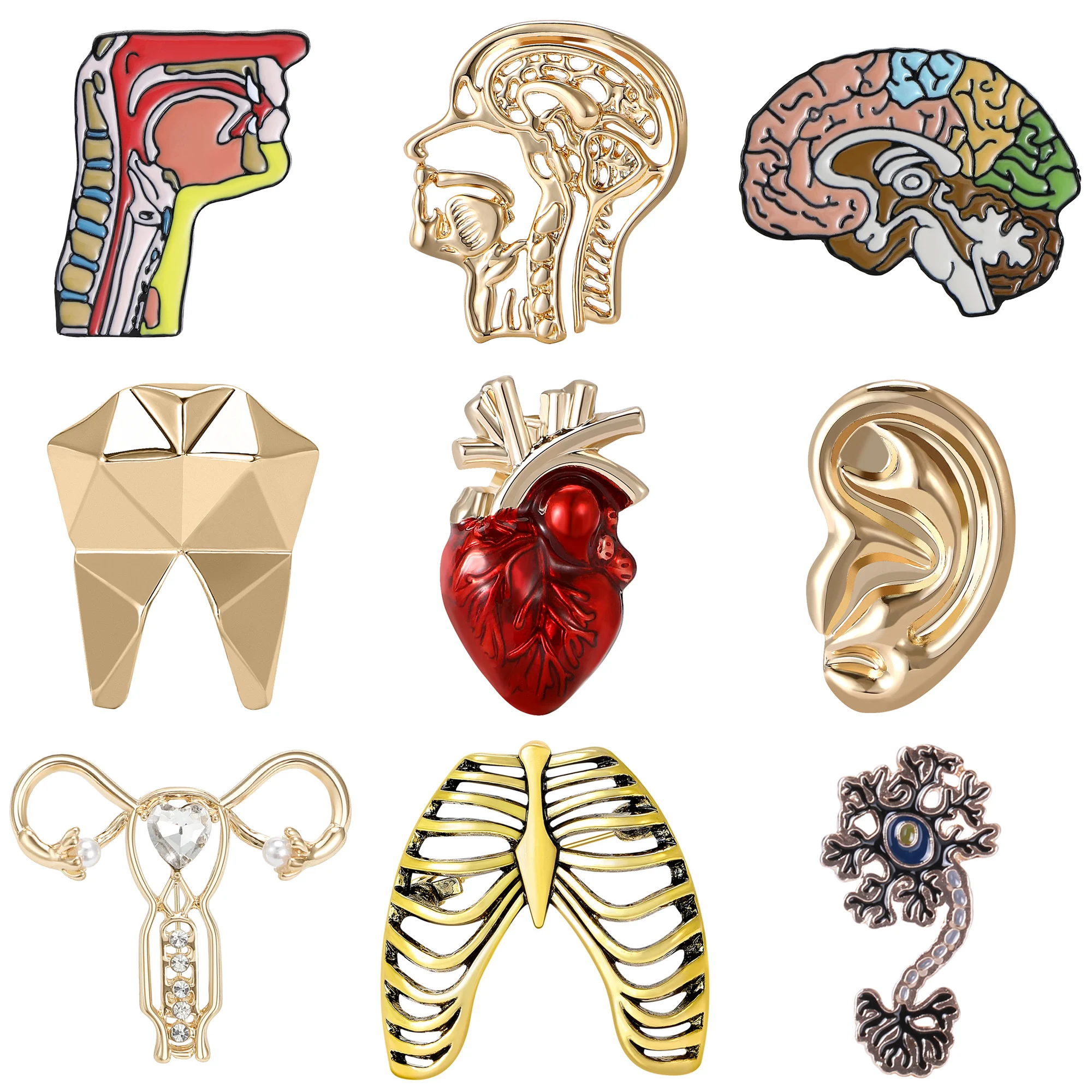 Enamel Heart Brooches for Women Unisex Human Body Organ Pins Office Party Friend Gifts Jewelry Accessories