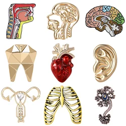 Enamel Heart Brooches for Women Unisex Human Body Organ Pins Office Party Friend Gifts Jewelry Accessories