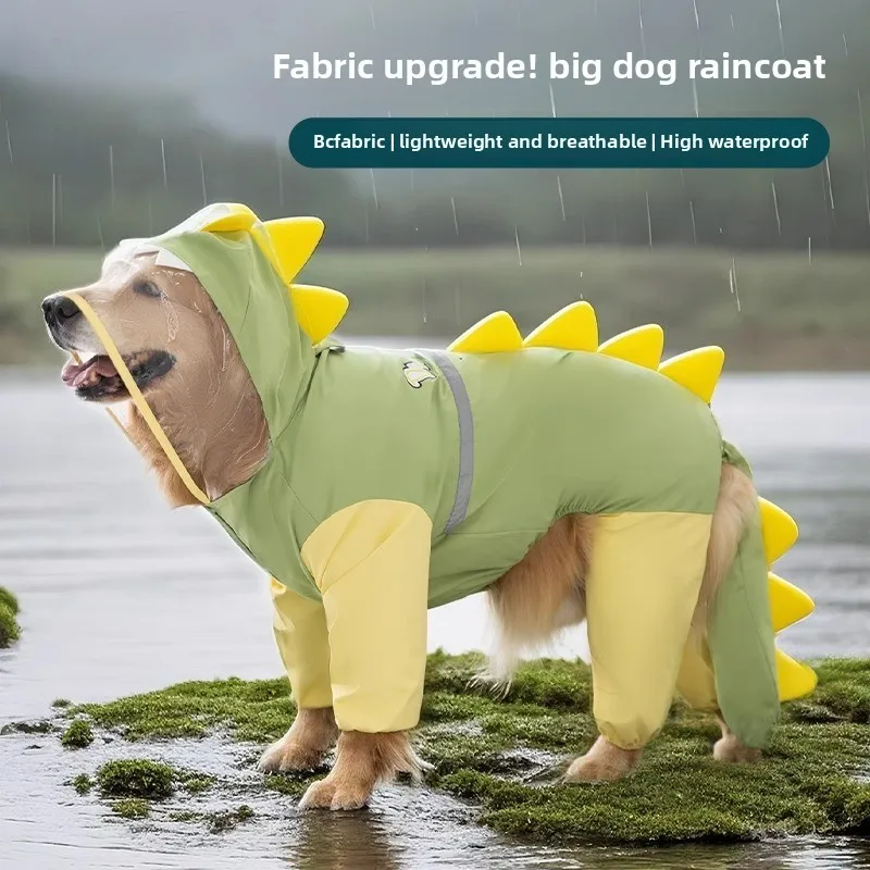 

Big dog clothes side herding Golden Retriever Samoyed rainy day large dog pet anti-rain waterproof all-inclusive raincoat