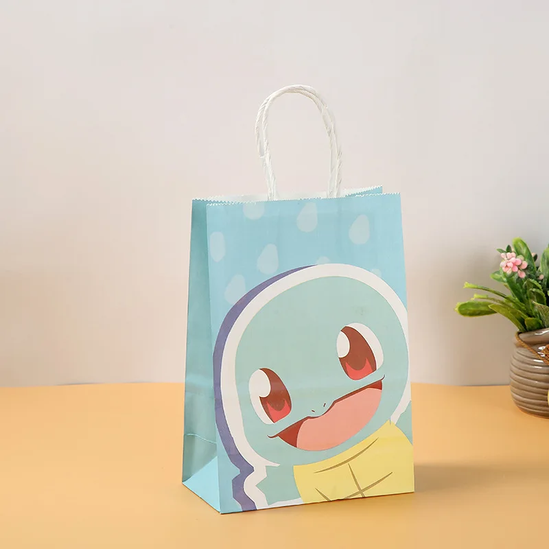 Kawaii Pokemon Cartoon Printing Portable Paper Bag Babybirthday Present Packaging BagKraft Paper Portable Portable Shopping Bag