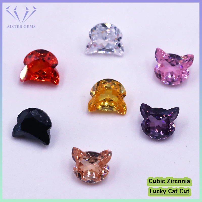 

New 5A Quality Colorful Lucky Cat Cut Cubic Zirconia Gemstones for DIY Jewelry Making