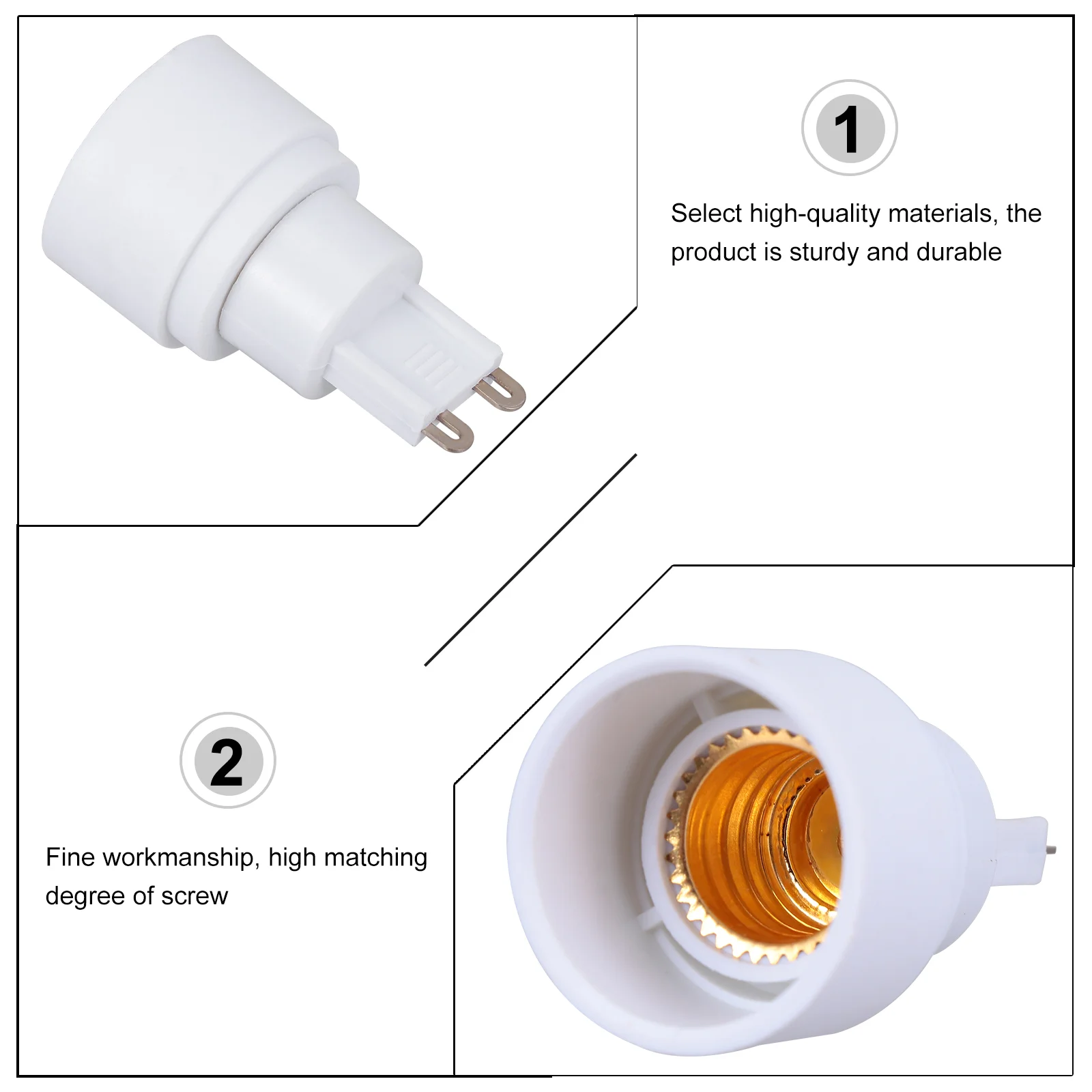 4 Pcs G9 to E14 Lamp Holder Adapter Light Bulb Socket Converter LED Screw Plastic Metal