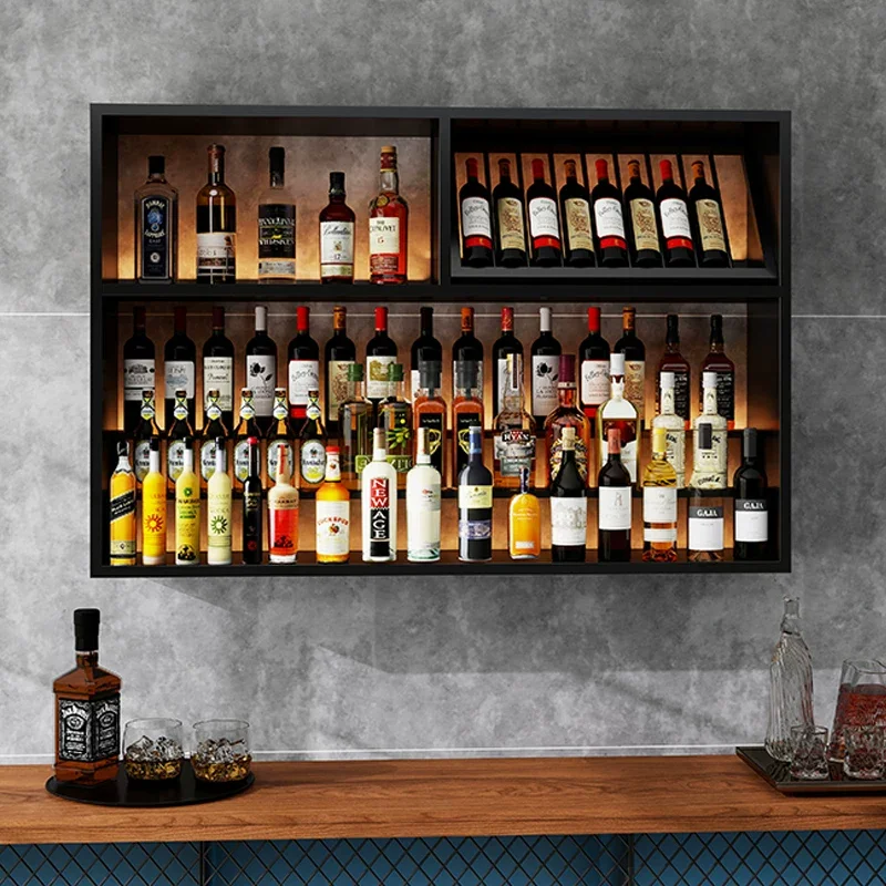 #@Bar counter wine rack, wine cabinet, storage rack, wall-mounted display stand, storage shelf, bottle rack, red rack