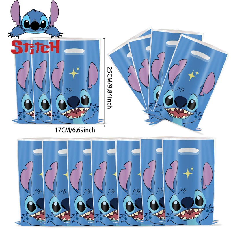 Bag10pcs 새로운 스티치 테마 파티 호의 가방 - 일회용 사탕 가방, 생일 축하 및 장식 선물 가방에 적합