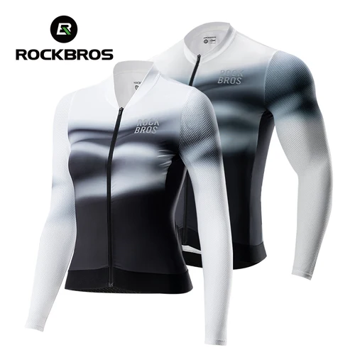ROCKBROS-Camiseta de ciclismo transpirable para hombre y mujer, camisa de manga larga de secado rápido, ropa de montar a prueba de viento para primavera/verano con cremallera YKK