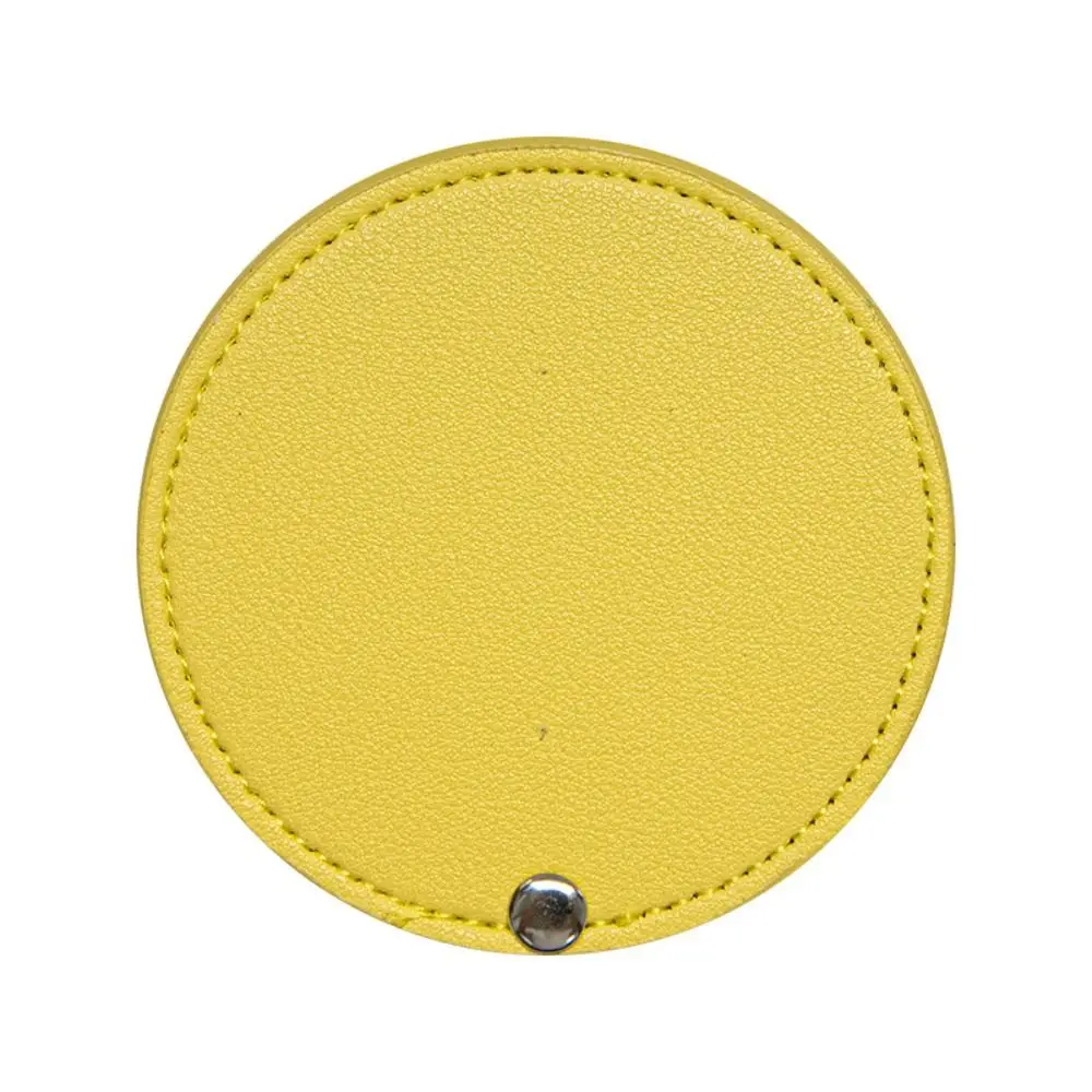 라운드 초박형 PU 가죽 여성 소녀 맞춤형 메이크업 미러 컴팩트 포켓 미러 화장품 거울 여행 액세서리