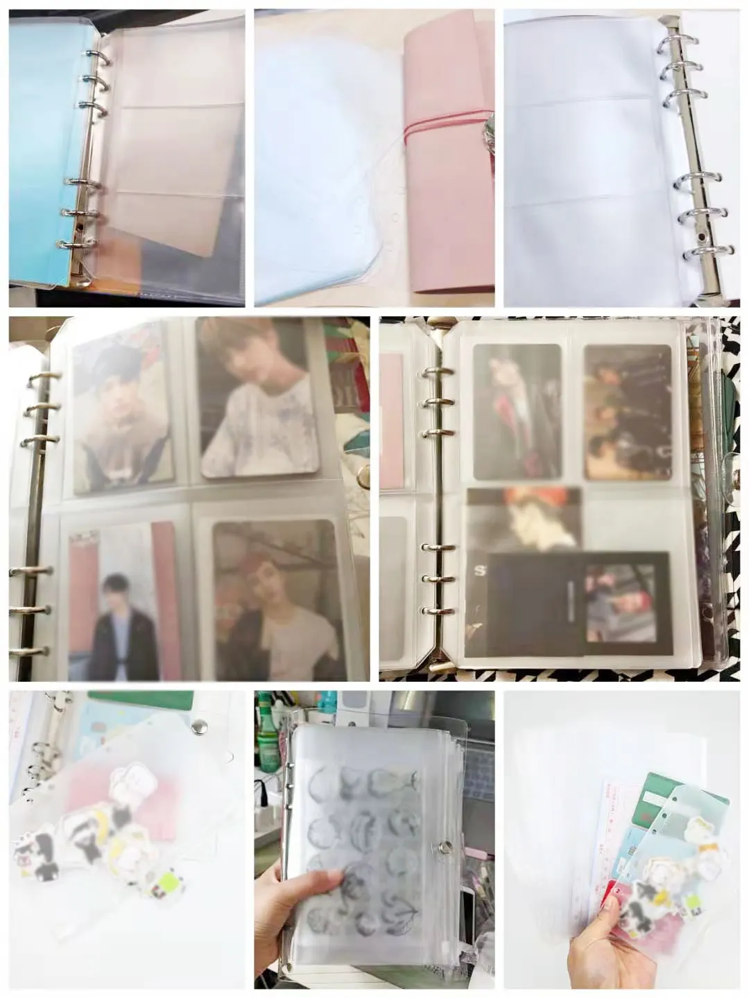 10pcs A5 A6 B5 Transparent Loose Leaf PVC Storage Card Holder Envelopes Zipper Pouch Diary Coil Binder Filler Planner Accessorie