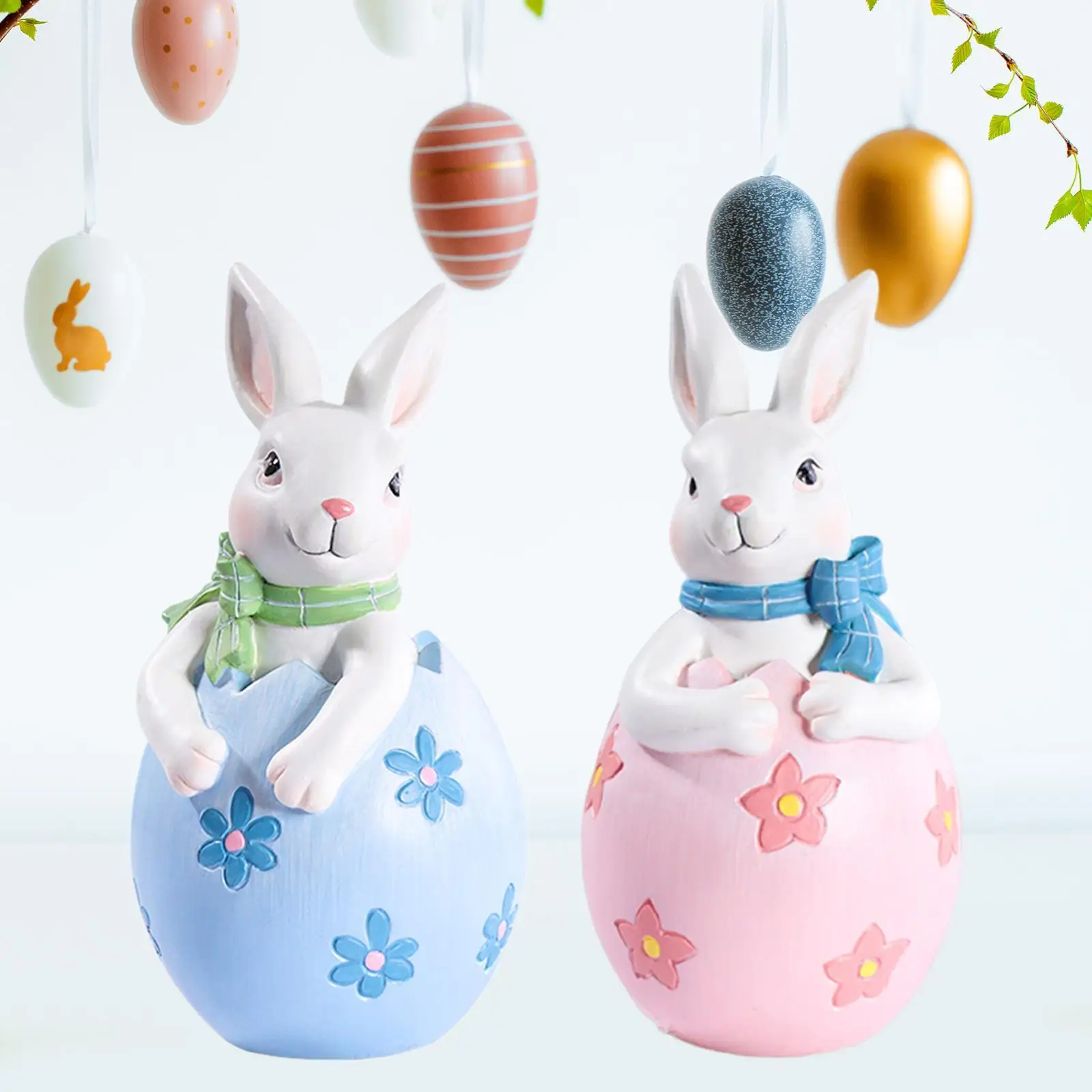 Easter Bunny Figurine ประติมากรรมน่ารักสําหรับเดสก์ท็อปเพื่อนเด็กผู้หญิงเตาผิง