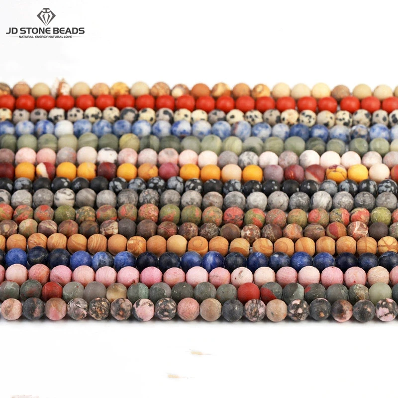 

Natural Stone Frost White Onyx Pink Quartz Bead Round Loose Spacer Matte Bead for Jewelry Making DIY Bracelet Necklace Accessory