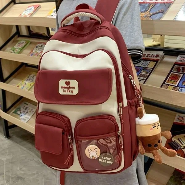 New Cute Korean Campus Ins Backpack For Girls Large Capacity Strong And Durable For Primary And Secondary School Students