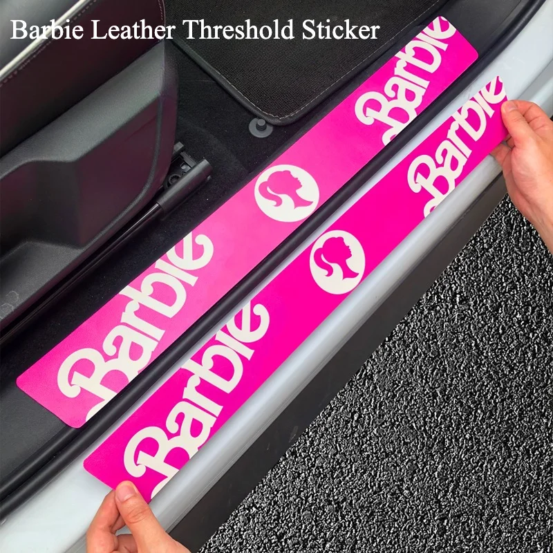 Barbie Leather Car Threshold Protective Film Anti Scratch Waterproof Car Stickers Auto Door Sill Edge Protection Stickers