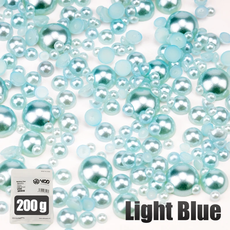VDD 200g Großhandel Mix Größe 3-10mm Mehrfarbige ABS Imitation Perlen Halbrunde Flatback Perlen Für DIY Handwerk Nail art Dekorationen