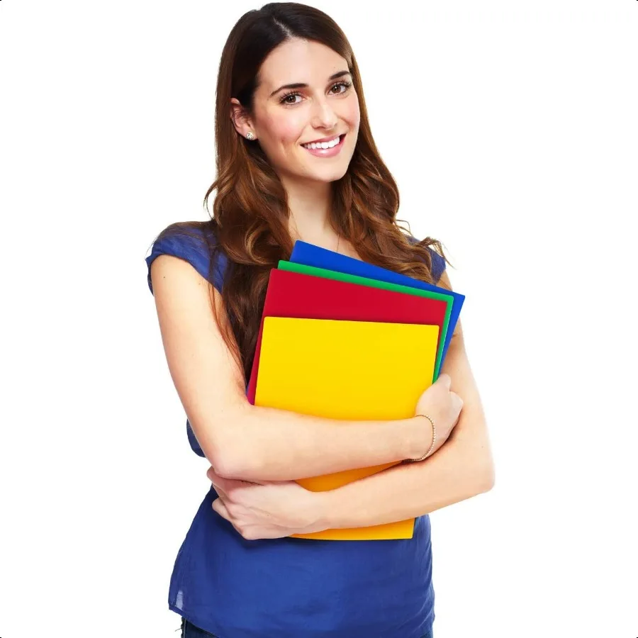 Cartelle in plastica colorata con tasche Confezione da 12 colori assortiti Cartelle da 2 tasche 8,5x11 per la scuola e l'ufficio Lasti resistenti a lunga durata