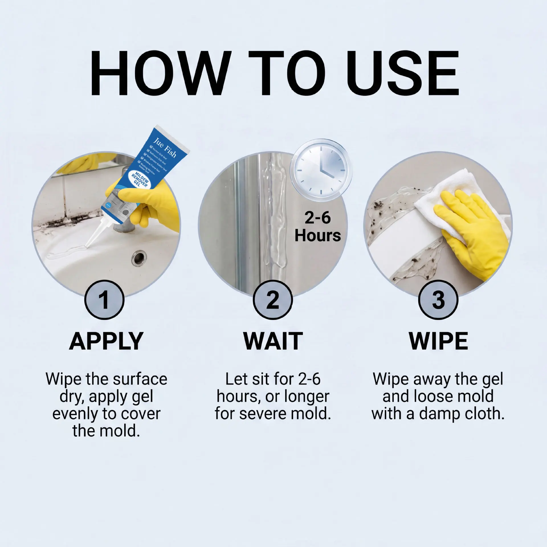 Powerful Mold Remover Gel Deep Cleaning Grout Cleaner for Bathroom Tile Glass Sink Wall Gap Stain Removal 120g Durable