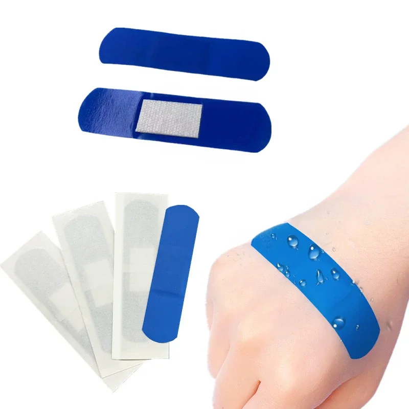 100pac/set Metal Detectable Band Aid Blue Wound Plasters for Cook Chef First Aid Patch Adhesive Bandages Easy To Find