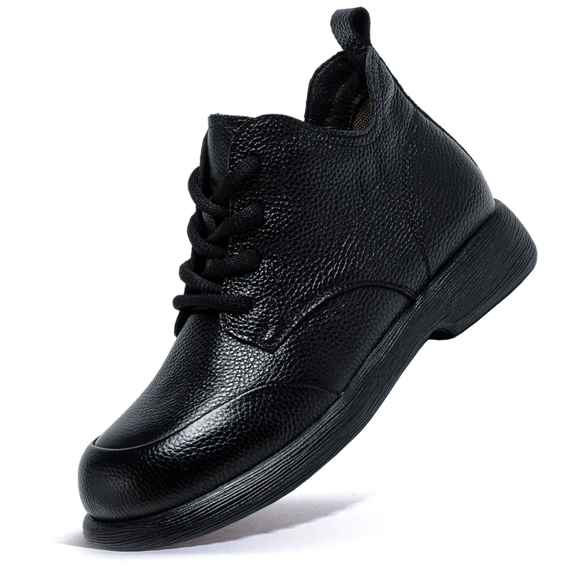 

Women Genuine Leather Ankle Boots Spring Autumn Flats Retro Vintage Casual Shoes Comfortable Non-slip Short Booties Plus Size 43