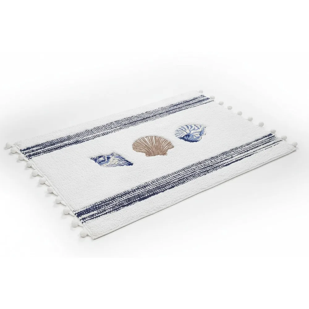 

Soft Cotton Bath Mat, Quick-Dry Absorbent Bath Rug, Ocean Inspired Home Decor for Modern Bathrooms (20x30 Inches)