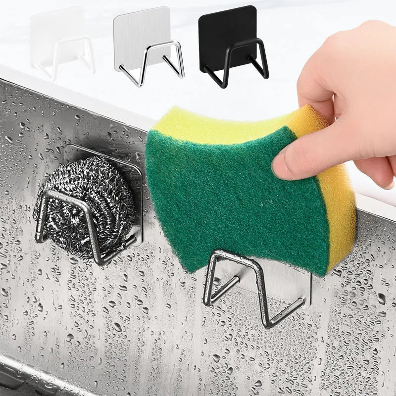 Sponge drain rack stainless steel non perforated kitchen sink cover, pot cover storage wall mounted shelf household use