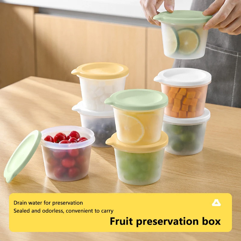 2 Pc Round Food Fresh Keeping Box Kitchen Refrigerator Storage Container Fruits Snacks Sealed Jar Microwave Heating