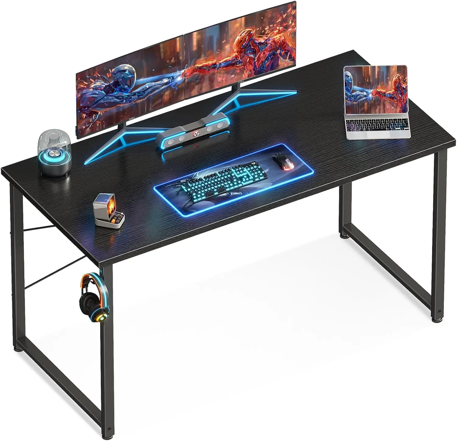 

ODK 48 Inches Computer Desk for Home Office, Office Table for Small Spaces, Writing Desk with Headphone Hooks, Black