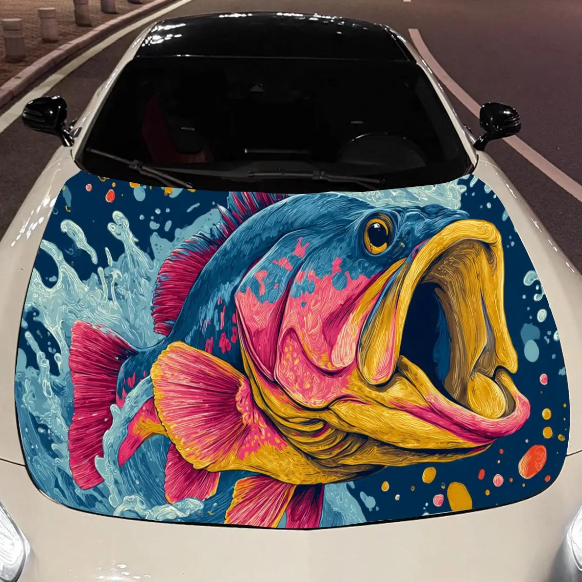 

Vibrant Colorful Creature Car Hood Stickers - Self-Adhesive, Waterproof and Durable Vinyl Wrap, Decorate And Protect Your Car, F