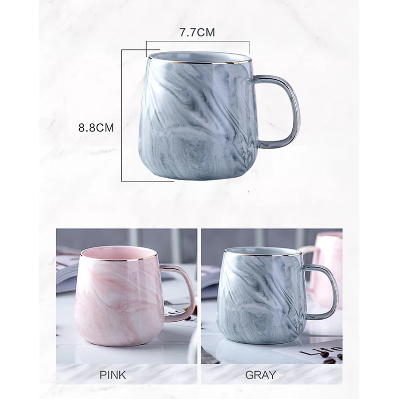 Marbled Ceramic Mug Nordic Ins Texture Cup Porcelain Couple Coffee Cup Breakfast Oatmeal Milk Tea Mug Wedding Valentines Gifts