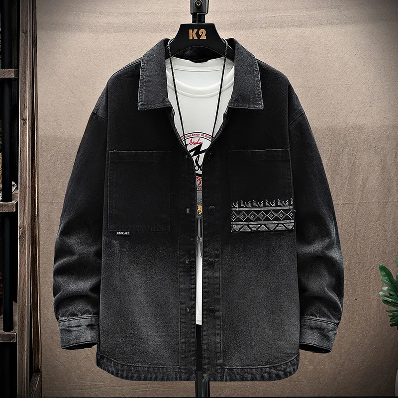 Men Denim Jacket Streetwear Hip Hop Men's Jean Jackets Male Casual Loose Outerwear 2023 Korean Mens Loose Overalls Coat Tops 4Xl