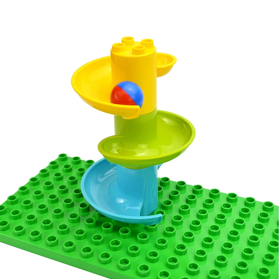 Big Size Slide Race Run Track Brick Rolling Ball Building Block Chute Funnel Slide Maze Accessories Kid Toys Compatible Duploes