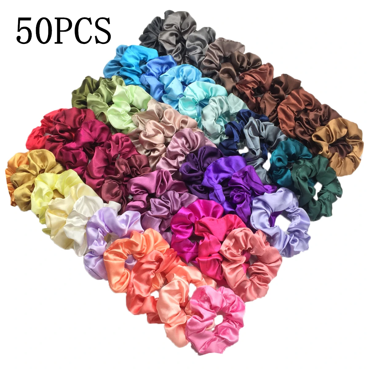 1/6/150/60/50/30/20PCS Vintage Satijnen Haar Scrunchies Elastiekjes effen Kleur Vrouwen Meisjes Hoofddeksels Paardenstaart Banden Accessoires