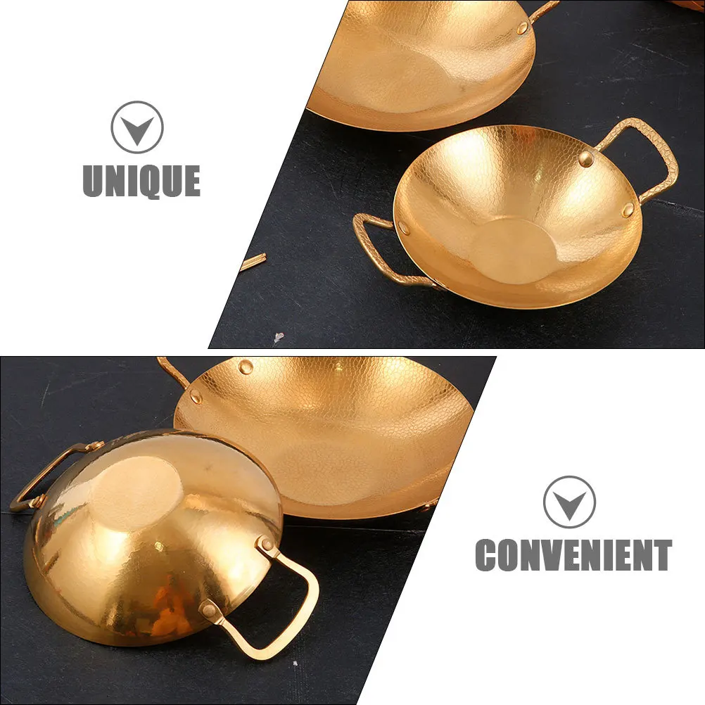 

1pc Hammered Texture Stainless Steel Dry Pot Double Handle Cooking Family Bbq Griddle Pan Kitchenware Wok For Stove