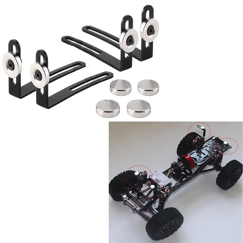 4PCS Metal L-Bracket with Magnet RC Car Shell Body Mount For 1:10 RC Crawler Car Axial SCX10 90046 D90