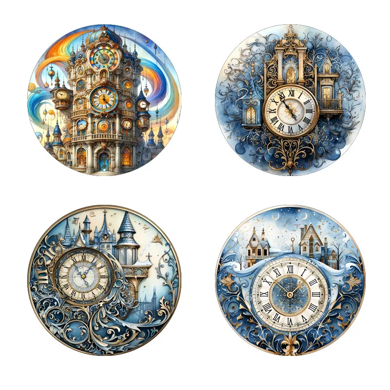 

4 противоскользящие и теплоизоляционные деревянные подставки с отпечатками часов, подходящие для подарков на кухне и офисном фестивале.