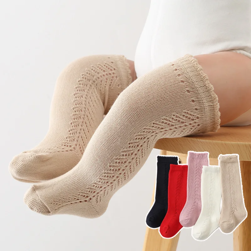 

Newborn Baby Socks Knee High Girls Sock Spanish Toddlers Tube Knee High Sock Kids Hollow Out Infant Long Socken