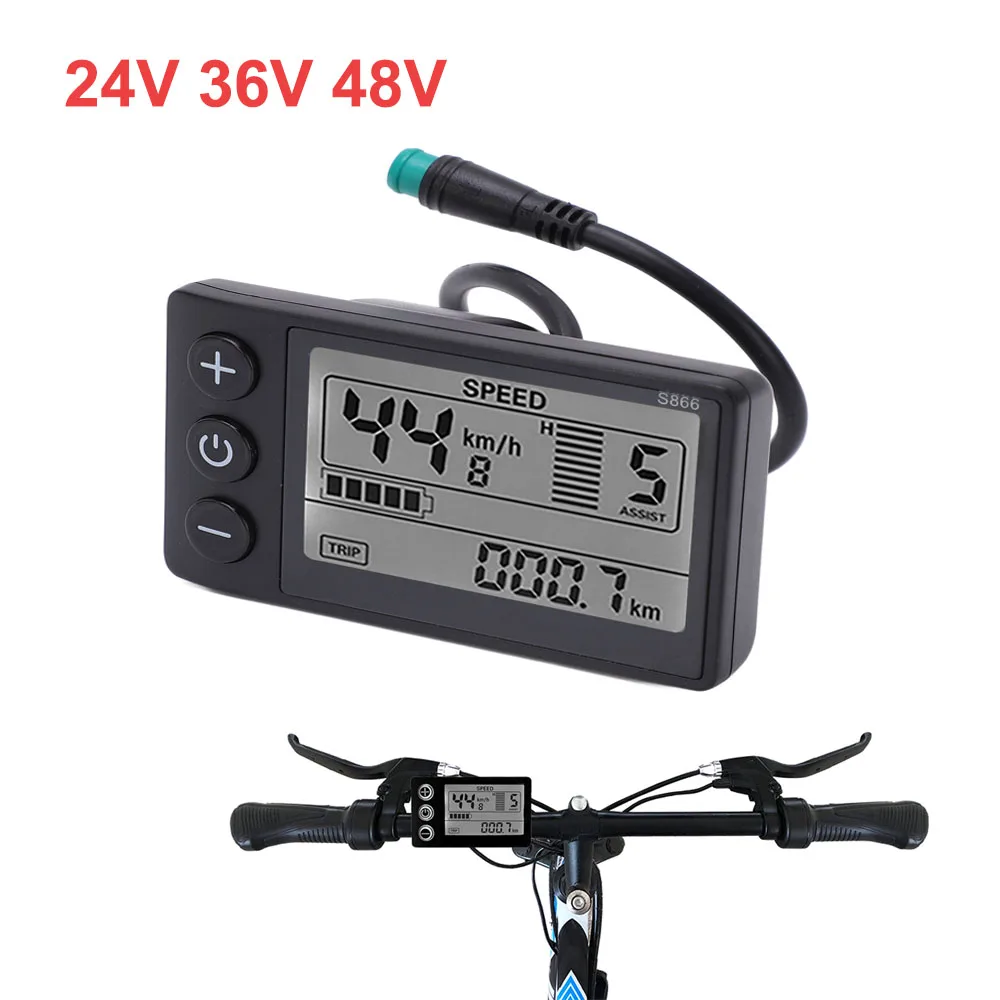 Medidor de pantalla LCD para bicicleta eléctrica ABS ligero S866 pantalla LCD para bicicleta eléctrica pantalla grande para manillar de 22,2mm/0,9 pulgadas