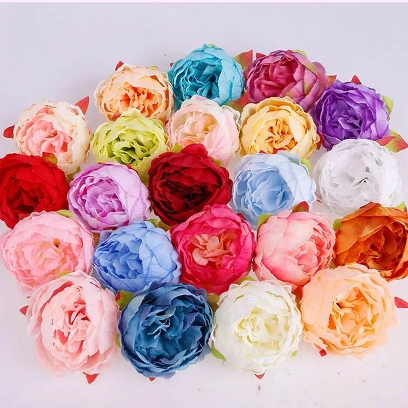 50Pcs/Lot 10cm Peony Flower Head Artificial Flower DIY Scrapbooking Garland Flower Wall Background Wedding Party Home Decoration