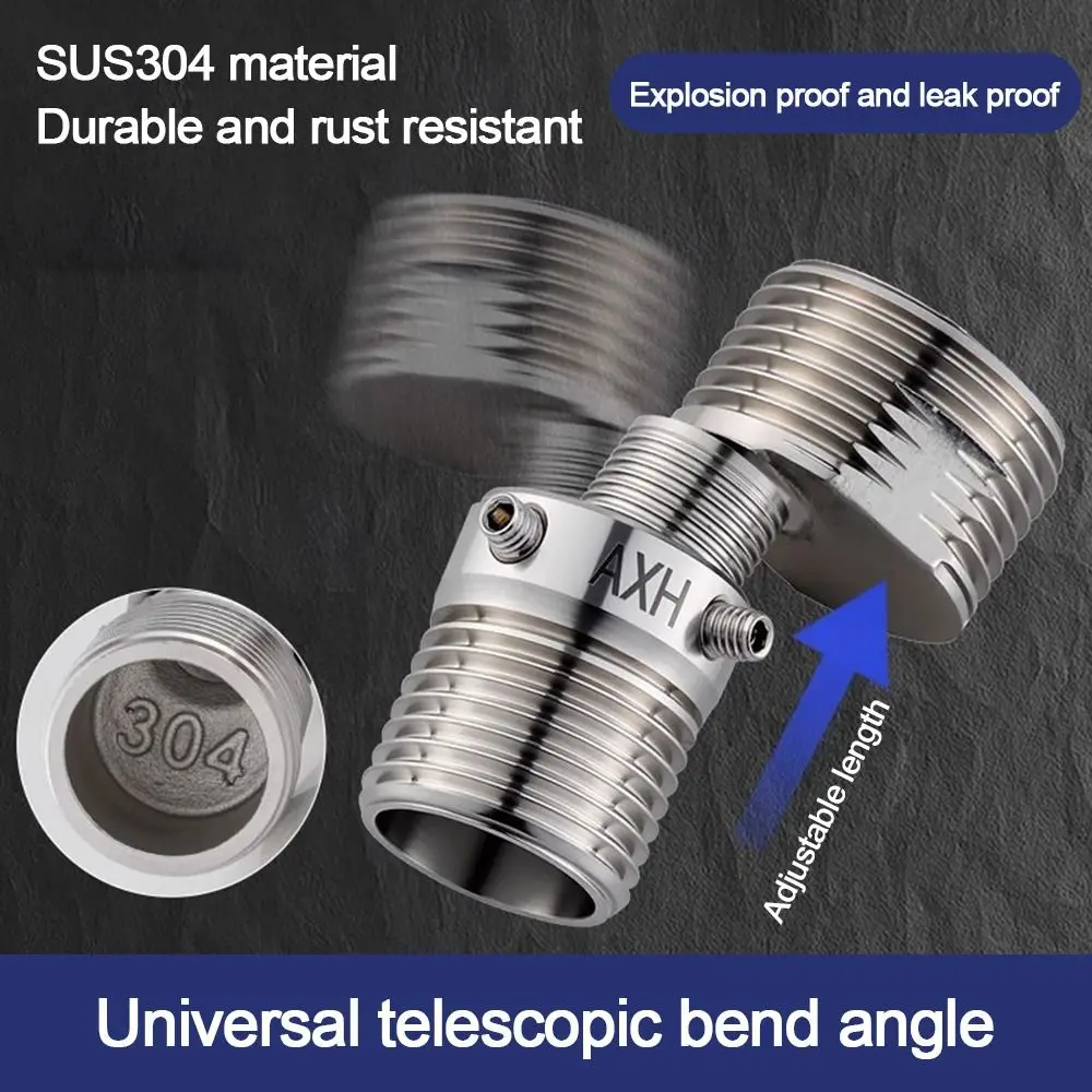 

Stainless Steel Angled Curved Foot Angle Adjustment Lengthened Shower Faucet Adapter Wall Mounted Thickened