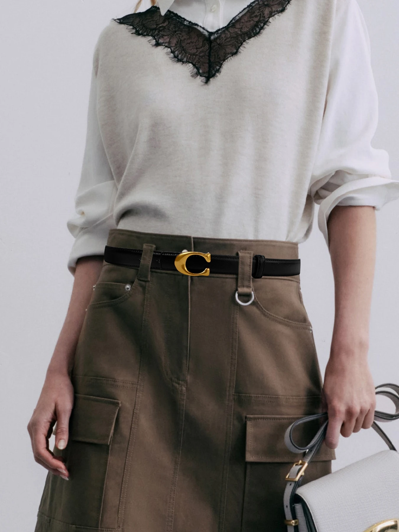 

Minimalist Light Luxury PU Belt Women's Metallic Commuter Suit Shirt Daily All-match Waist Decoration