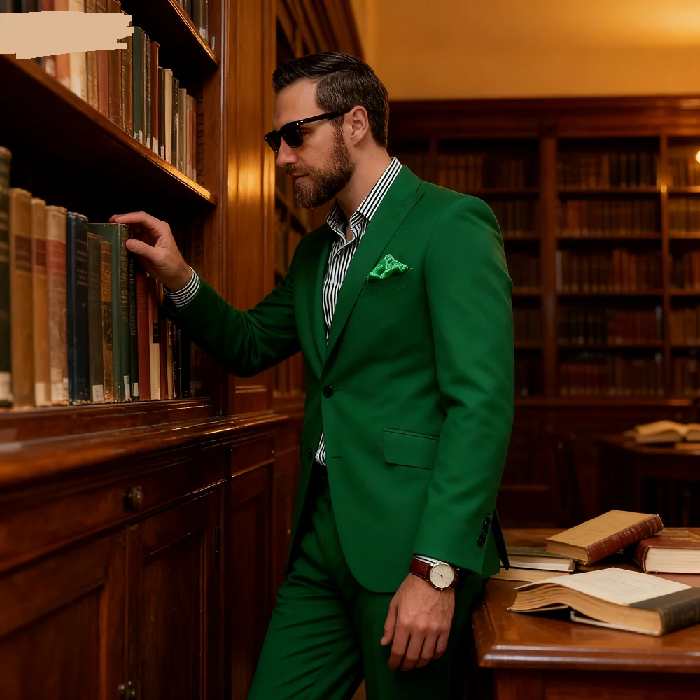 

Blue Suit Men's Custom-Fit Ternos Business Dance Graduation Wedding 2-Piece Set Formal Wear