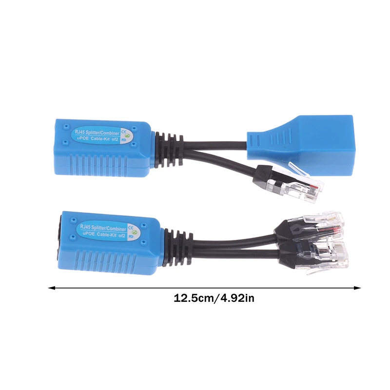 1 Set POE Cable Kit - RJ45 Splitter & Combiner, Passive Power over Ethernet Adapter Cable for IP Camera & CCTV Systems