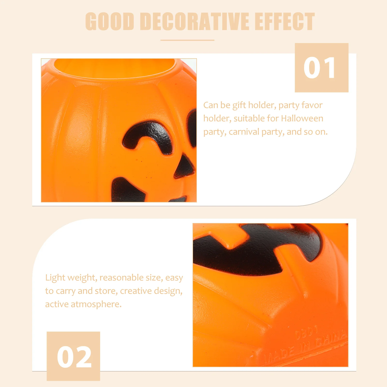 

6pcs Pumpkin Candy Bucket Plastic Treat Holder For Party Favors Halloween Decor Orange Pumpkin Buckets Storage Container