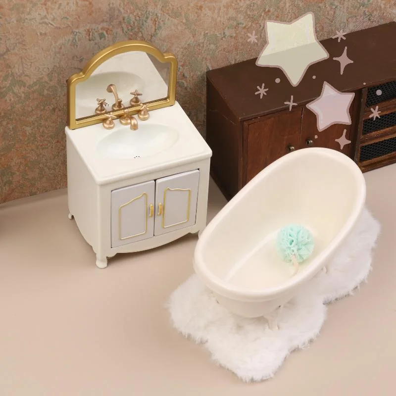 [TJ] 1/12 casa de muñecas simulación bañera inodoro lavabo gabinete modelo para muebles de baño decoración accesorios para casa de muñecas