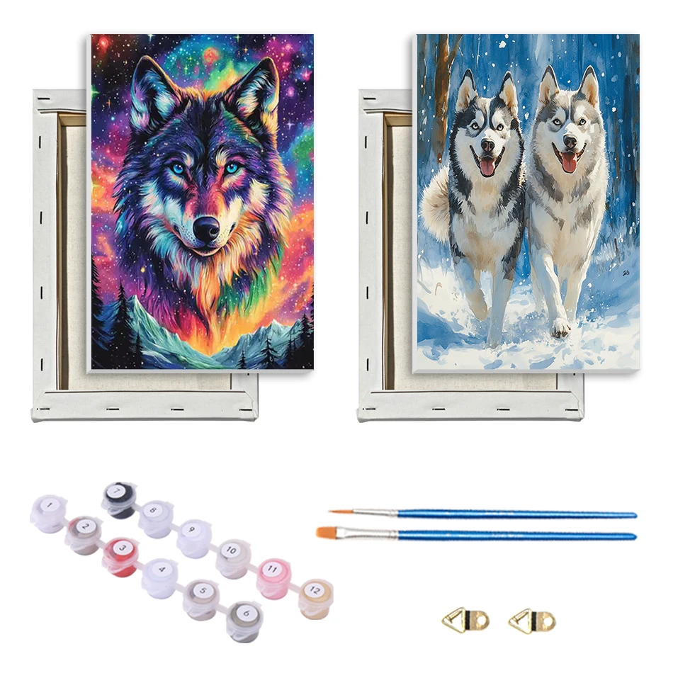 

SDOYUNO Painting Paints By Numbers Easy Draw For Beginner wolf Animals 20x30cm With Frame Diy Set Artwork Crafts Picture Drawing