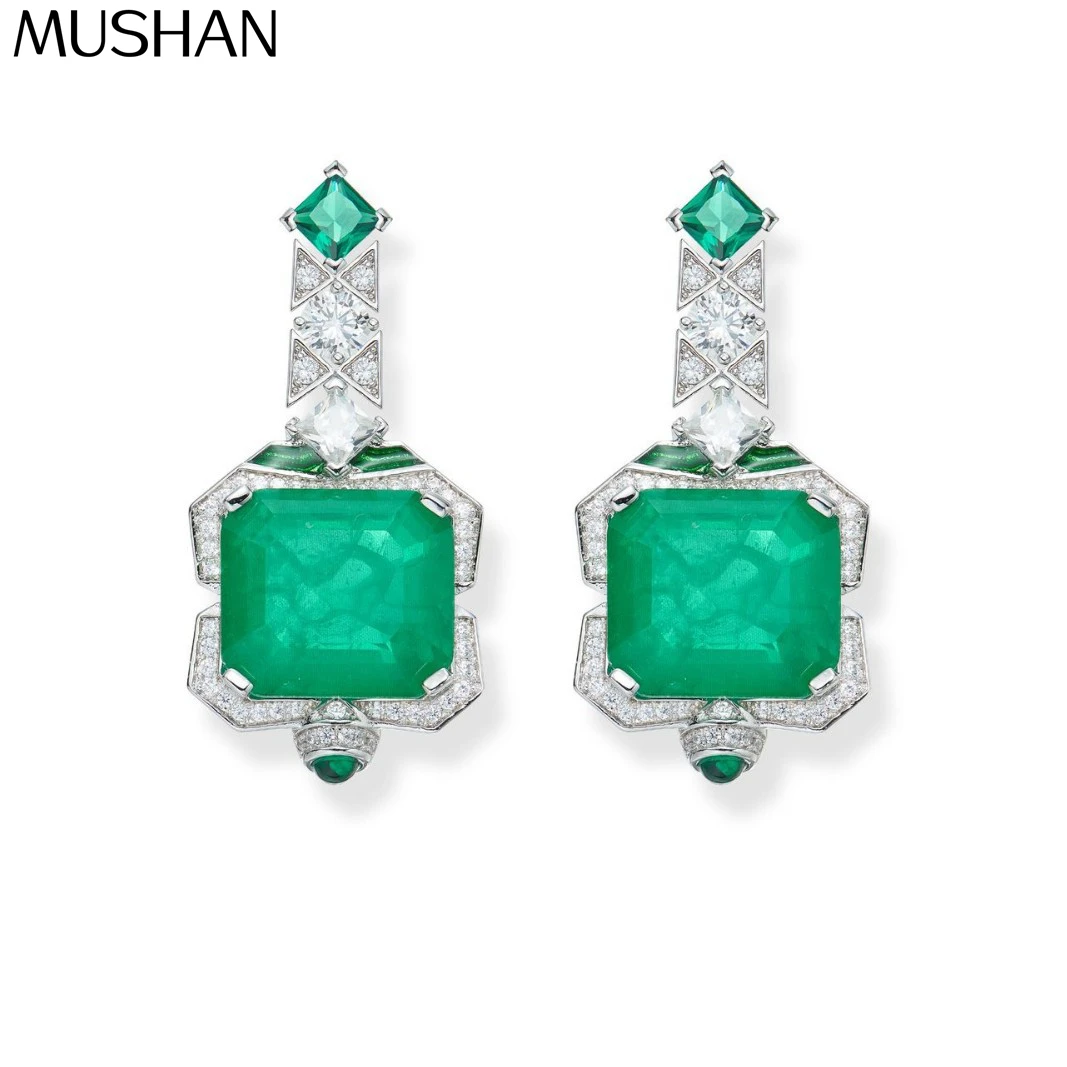 

MS MuShan Brand Jewelry 925 Sterling Silver Earrings Cubic Zirconia 7A Hoop Eternity Ladies Rhodium Plated Fine Earring