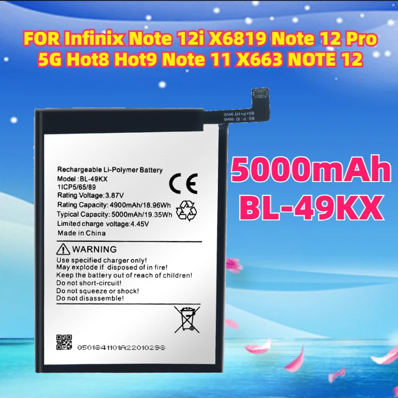 

NEW 5000mAh BL-49KX Battery FOR Infinix Note 12i X6819 12 Pro 5G Hot8 Hot9 Note 11 X663 NOTE12 Mobile Phone Batteries