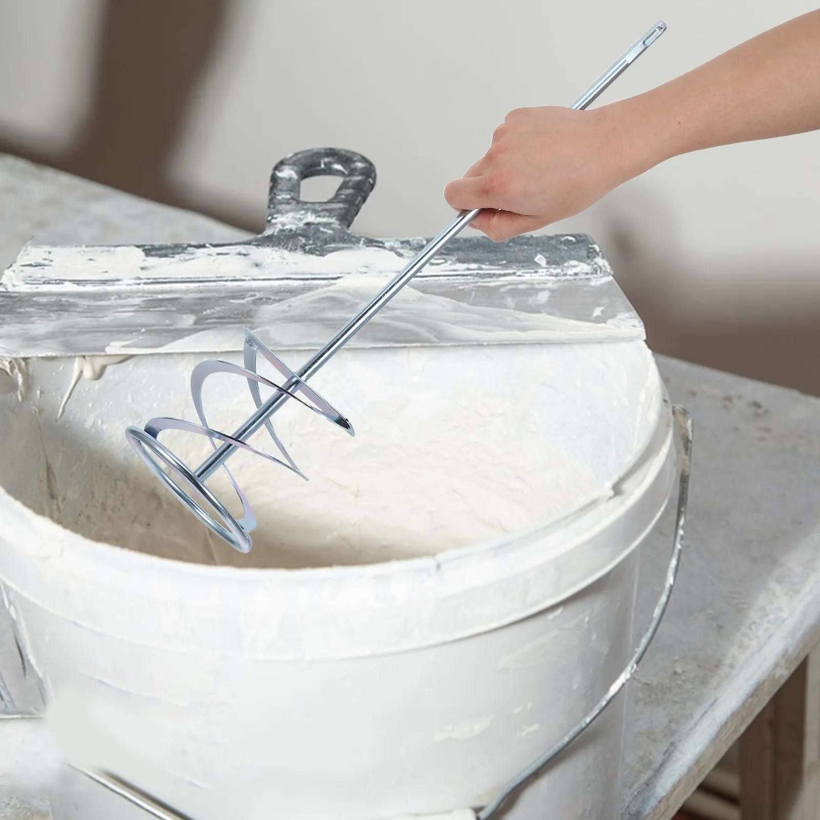 Paint Mixer Drill Attachment Concrete Mixing Rod Cement Mixer Tool for Plaster Mortar Drywall Mud Grout Mixing Paddle