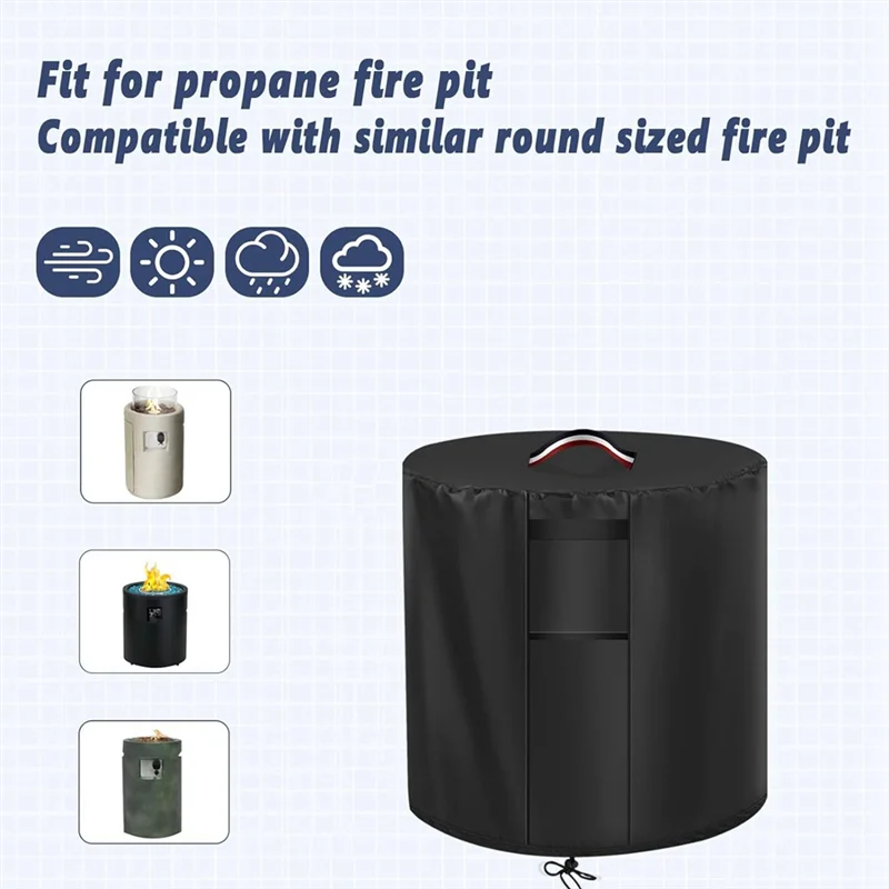 LICE-FirepitครอบคลุมรอบFire Pit Cover 24 นิ้วFirepit Cover Fireตารางเตาผิงฝาครอบแก๊สโพรเพนFire Pitครอบคลุม