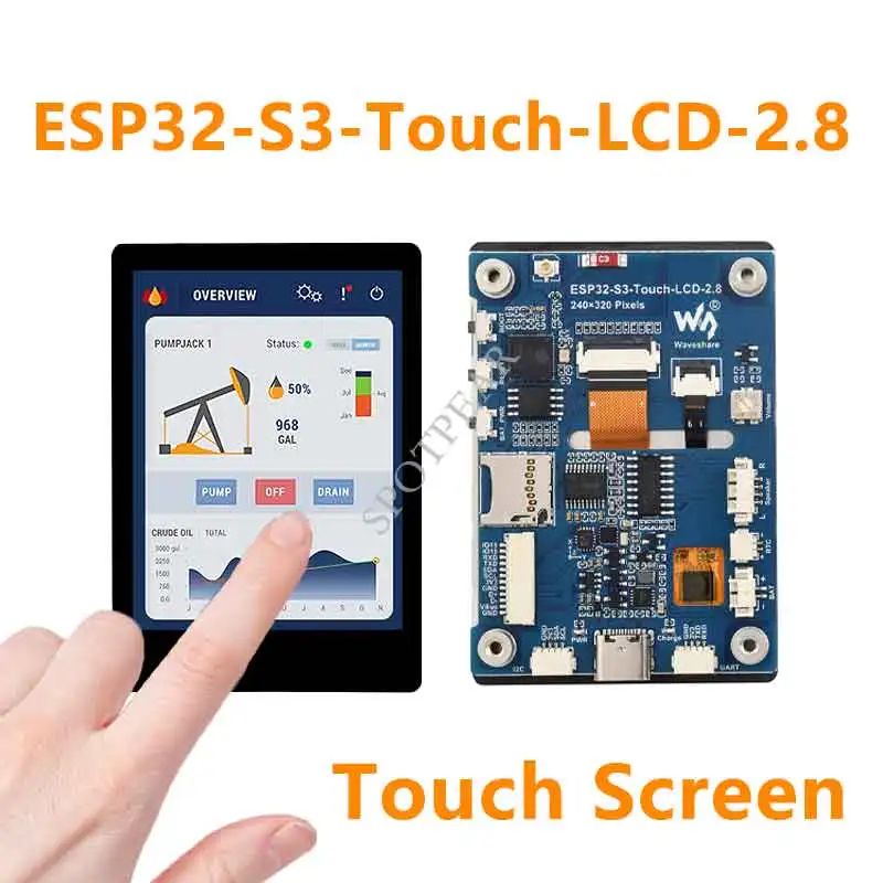 ESP32 S3 R8 MP3 Board 2.8inch TouchScreen Display LCD Captive  LVGL Speaker/SD-Card-Port/Battery-Port/QMI8658-6-Axis-Sensor