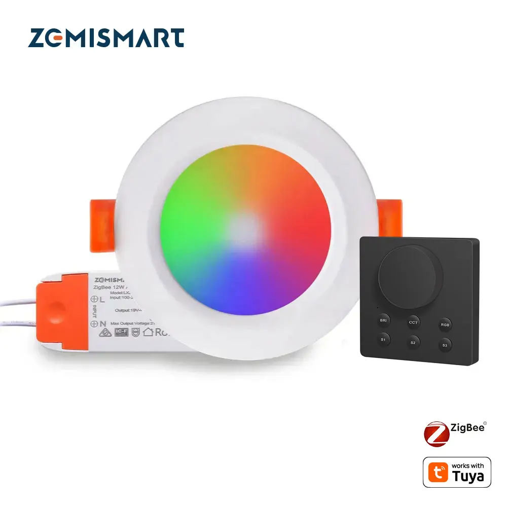 Zemismart Zigbee RGBCW Led Downlight Work with Tuya with Wireless Knob Switch 2.5inch 3.5inch 4inch Alexa Google Home