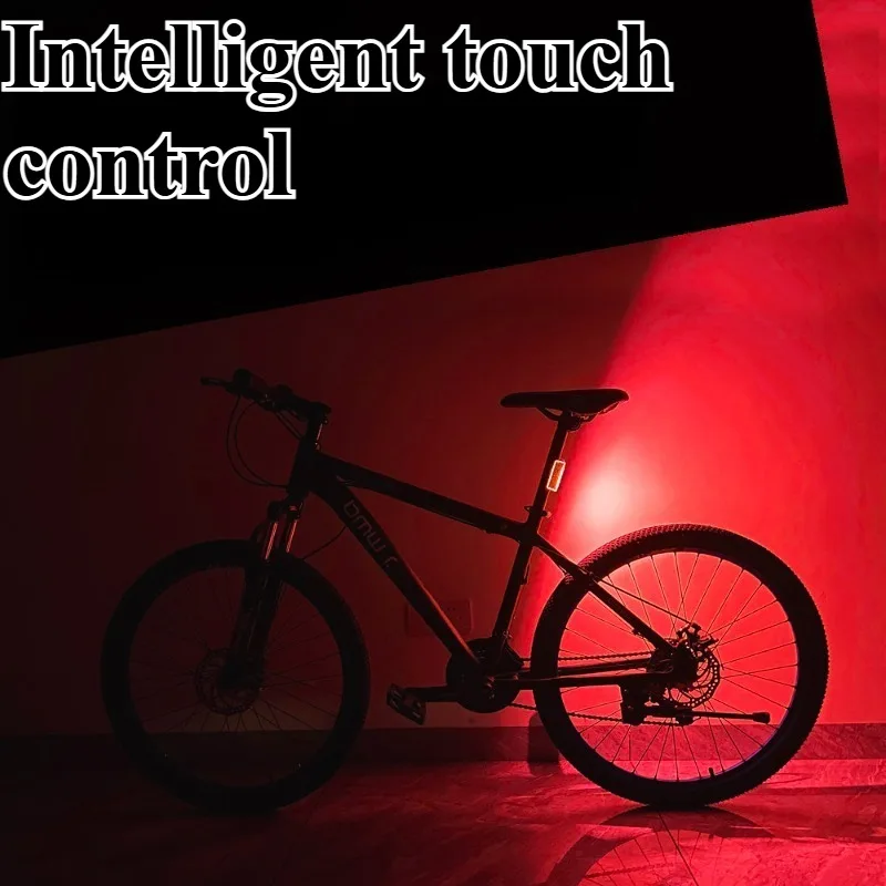 1pc Touch intelligent induction mountain bike warning light night riding lamp usb rechargeable